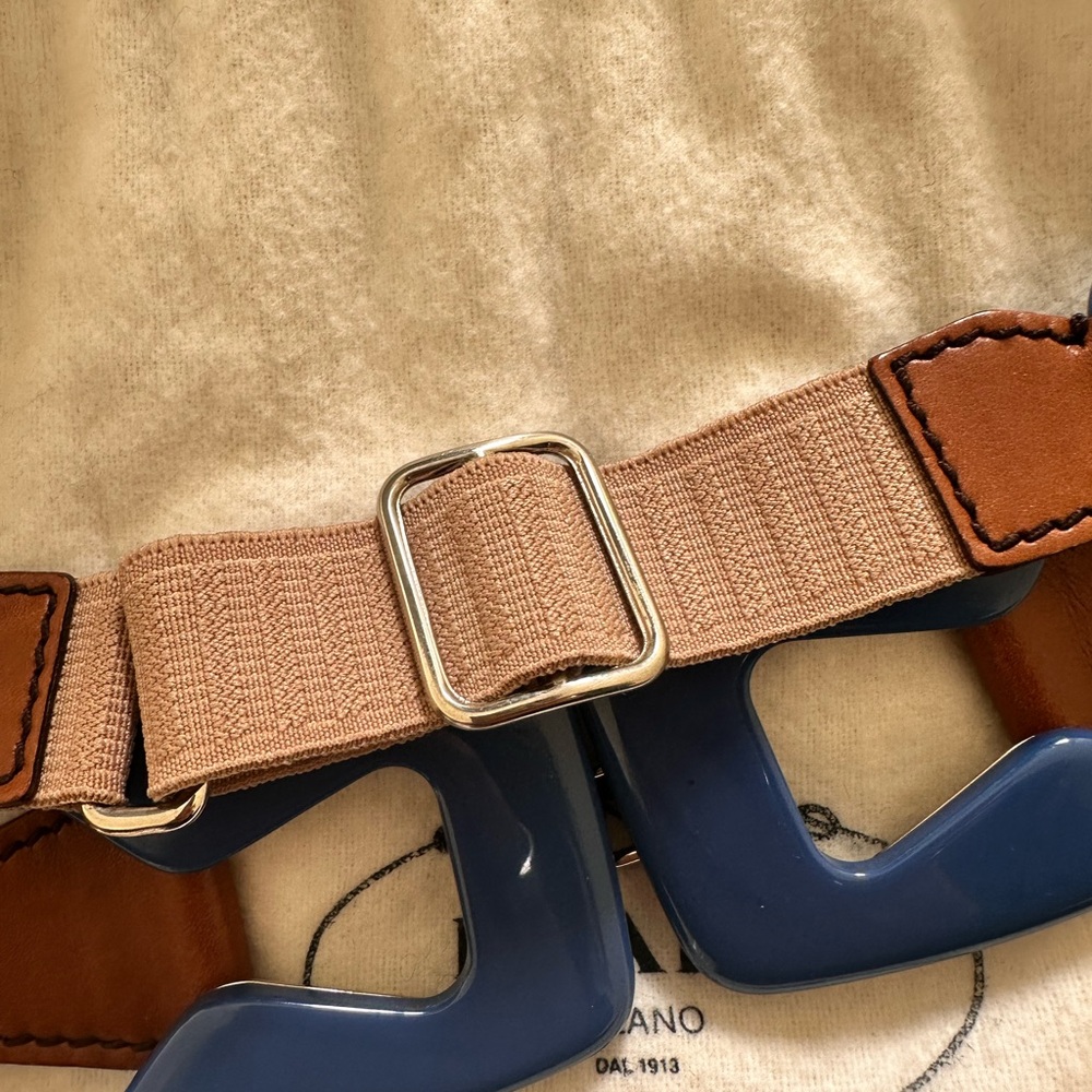 Prada Blue and Brown Adjustable Chain Belt - Picture 6 of 7